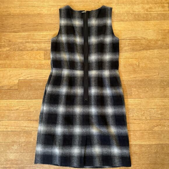 Loft black gray wool blend sleeveless pleated mini dress size 8 petite b25 - Picture 5 of 5